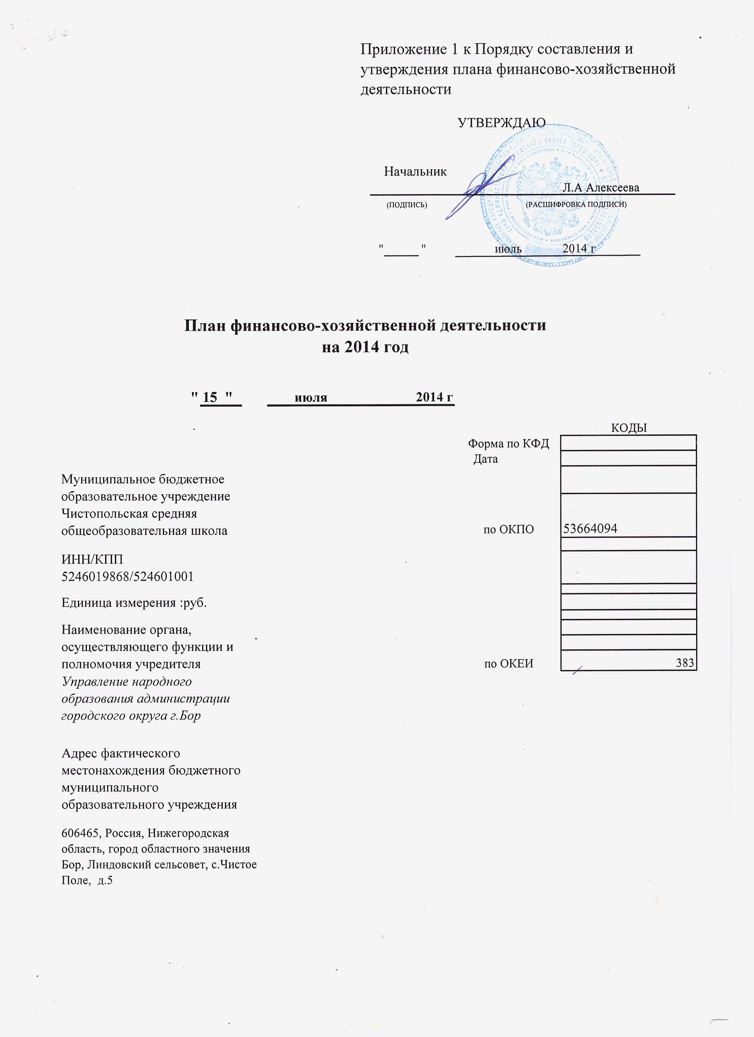 План финансово-хозяйственной деятельности